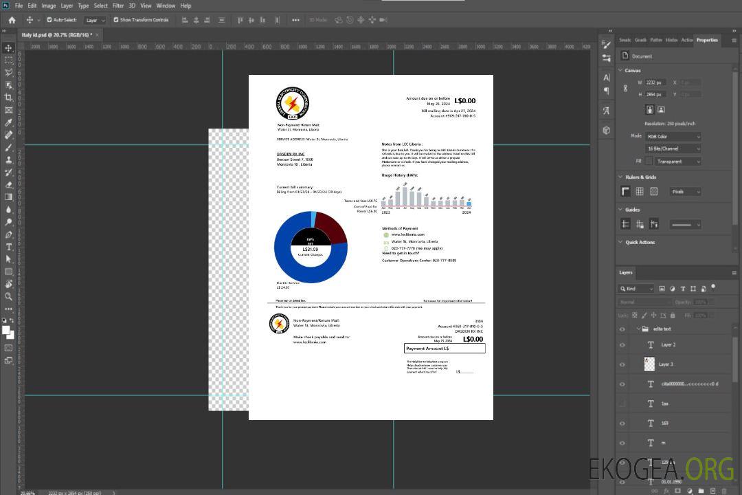Modèle de facture de services publics de la Liberia Electricity Corporation aux formats Word et PDF template Modèle de facture de services publics de la Liberia Electricity Corporation aux formats Word et PDF template